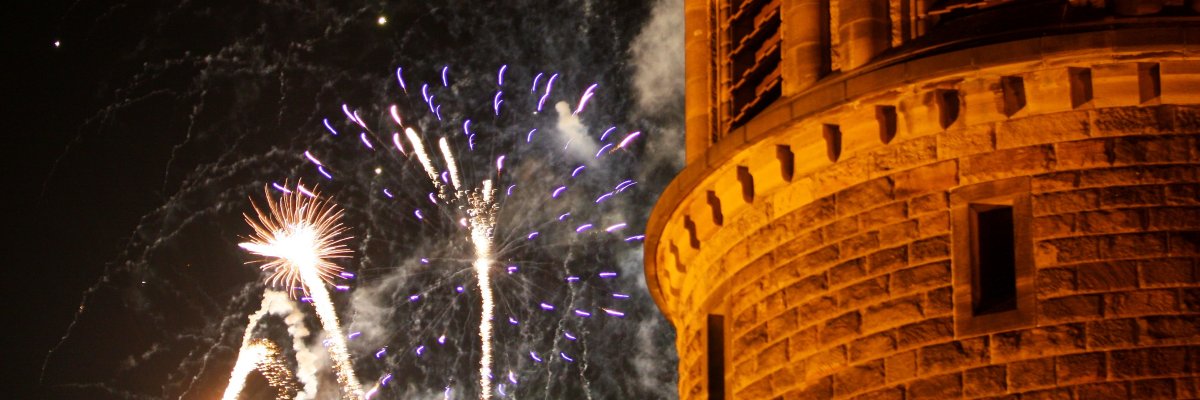 Feuerwerk an der katholischen Kirche in Rockenhausen