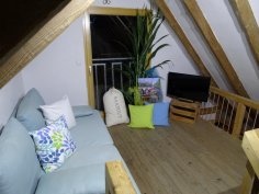 Ferienwohnung Saatgut, Blick in den Wohnbereich