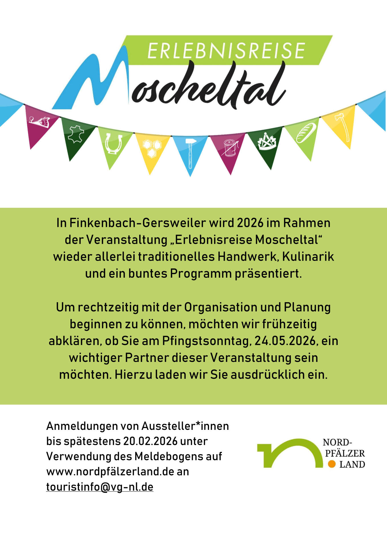 Aufruf Erlebnisreise Moscheltal 2026